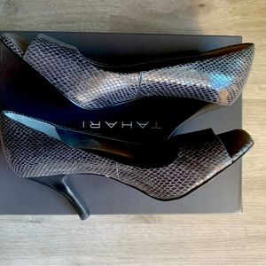 Tahari Grey Faux Snakeskin Heels from Nordstrom.